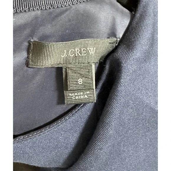 J.CREW Women's Monday Dress Lined Solid 100% Blue Wool Ruffle Sheath Career Sz 8 - Picture 2 of 16